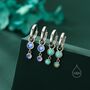 Sterling Silver Double Aqua Green Opal Dangle Huggie Hoop Earrings, thumbnail 6 of 12