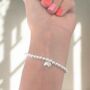 Sterling Silver 'Bride To Be' Beaded Stretch Bracelet, thumbnail 2 of 7