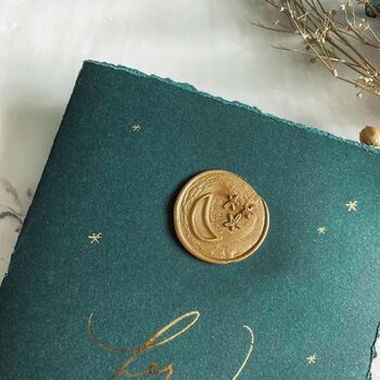 Dark Green Moon And Stars Vow Books With Wax Seal, 3 of 7