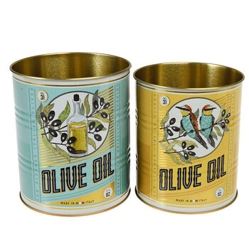 Set Of Two Olive Oil Design Storage Tins, 2 of 4