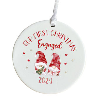 First Christmas Engaged Ceramic Ornament With Gnomes, 2 of 7