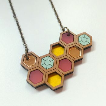 Honeycomb Geometric Necklace Small, 3 of 5