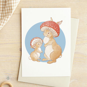 Mushroom Bunny First Mother's Day Card Personalised, 3 of 3