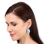 Hema Oval Earrings, Blue, thumbnail 2 of 4