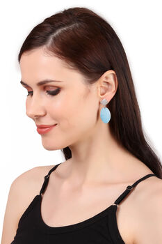 Hema Oval Earrings, Blue, 2 of 4