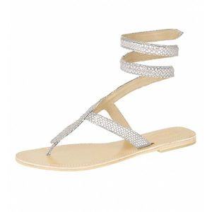 flat silver ankle strap sandals