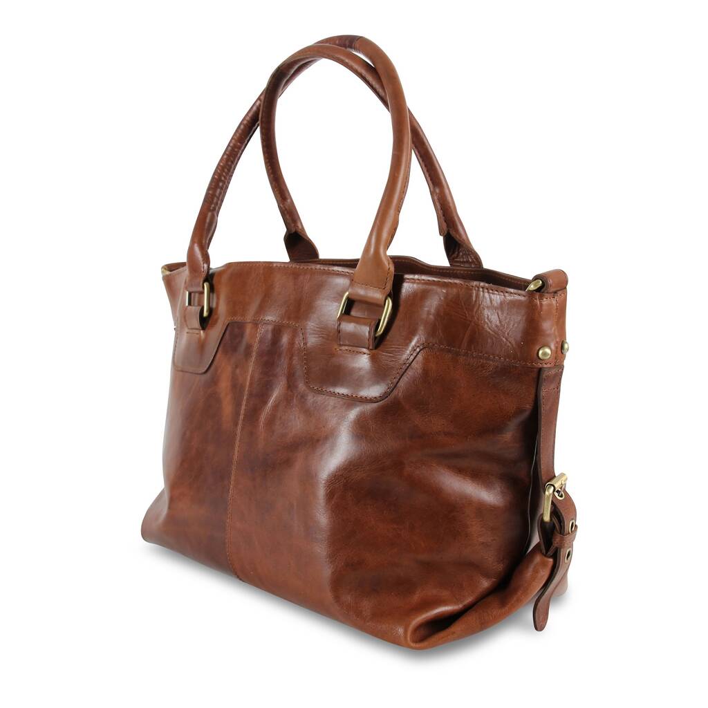Ladies Leather Work Tote, Distressed Tan By The Leather Store ...
