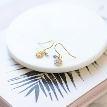 Pave Disc Birthstone Earrings, 5 of 11