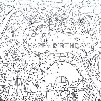 Happy Birthday Dinosaur Giant Colour In Activity Poster, 3 of 8