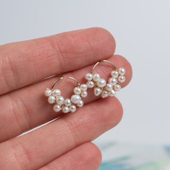 Mini Pearls Cluster Stud Earrings, 6 of 11