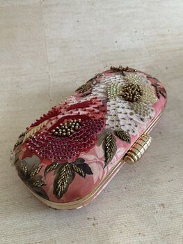 Pink Floral Oval Clutch Bag, 10 of 10