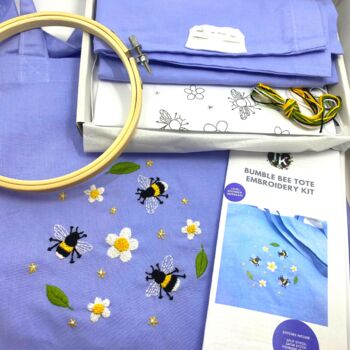 Bumble Bee Embroidery Tote Bag Craft Kit, 8 of 12