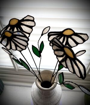 Daisy White Stained Glass Faux Flower Stem, 6 of 6
