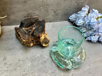 Handcrafted Root Wood And Molten Glass Bowl Candle Holder, 7 of 8