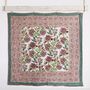 Turquoise, Pink And Burgundy Floral Indian Block Printed Cotton Bed Quilt, thumbnail 4 of 9
