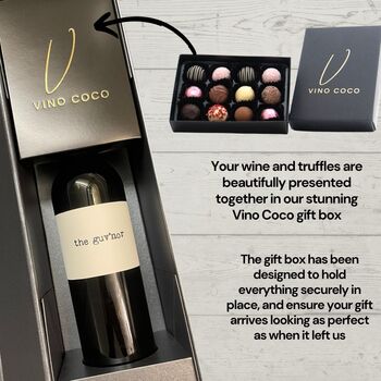 Vino Coco 'The Guv'nor' Spanish Tempranillo Red Wine And Truffles Gift Set, 4 of 9