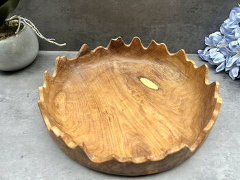 28cm Driftwood Teak Root Fruit And Nut Bowl – Wavy Edge, 2 of 12
