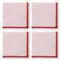 Ric Rac Pink And Red Set Of Four Embroidered Napkins, thumbnail 1 of 4