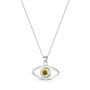 Real Flower Sterling Silver Evil Eye Pendant Necklace Seven Different Flower Options, thumbnail 5 of 12