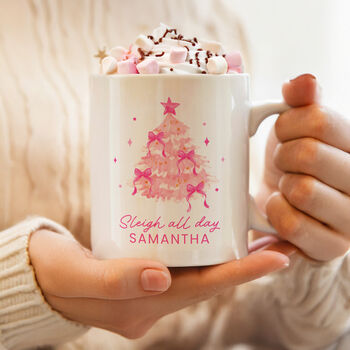 Personalised Pink Christmas Tree Mug, 3 of 4