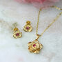 Flower And Pink Diamante Necklace And Earrings Set, thumbnail 1 of 9
