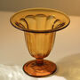 Vintage Mid Century Art Deco Glass Vase Or Bowl Amber, thumbnail 1 of 2