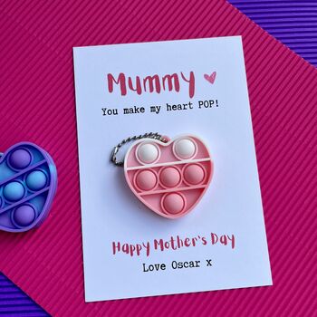 Mummy/Mum Heart Pop Fidget Toy Mother's Day Card, 2 of 3