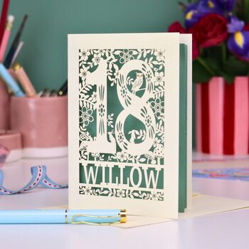 Personalised 18th Birthday Card Papercut Woodland Design, 5 of 6