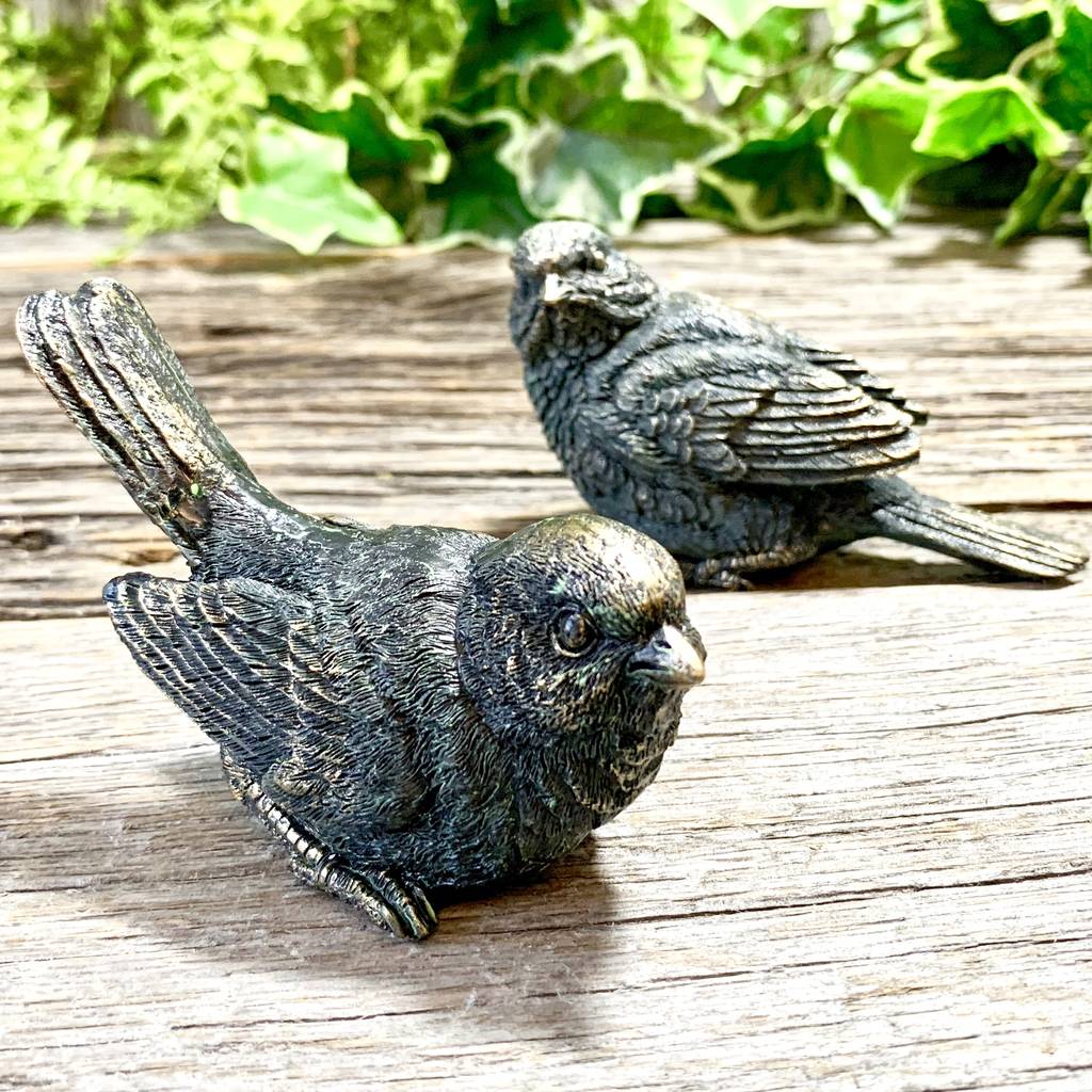 A Pair Of Resin Bird Sculptures By London Garden Trading