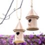 2pc Hanging Wooden Bird Nest House Shelter Garden Decor, thumbnail 3 of 4