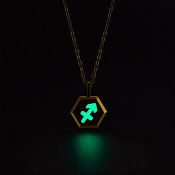 Sagittarius Zodiac Glowing Pendant Necklace With Uv Keyring Torch, 5 of 12