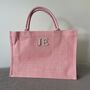 Personalised Pink Jute Patch Tote Bag, thumbnail 1 of 6