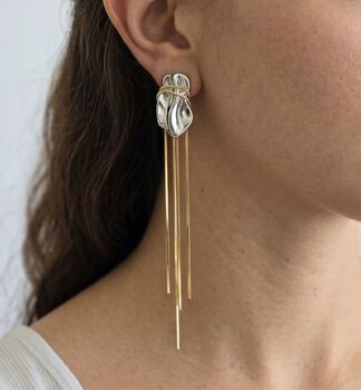 Nami Mixed Metals Chain Tassel Earrings, 3 of 4