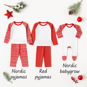 Personalised Christmas Family Matching Pyjamas Nordic Wreath, 12 of 12