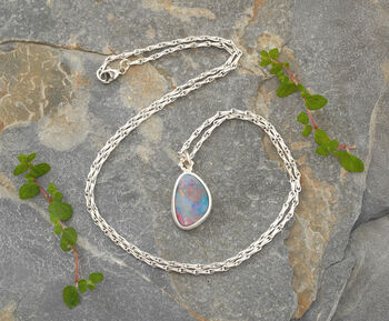 Large Australian Opal Doublet Necklace, 2 of 3