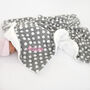 Personalised Spotty Grey And White Sherpa Baby Blanket, thumbnail 4 of 8