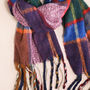 Multi Colour Tartan Check Winter Scarf, thumbnail 4 of 4