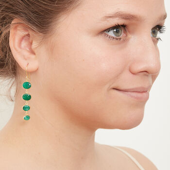 Emerald Gold Plated Silver Pebble Drop Earrings, 5 of 9