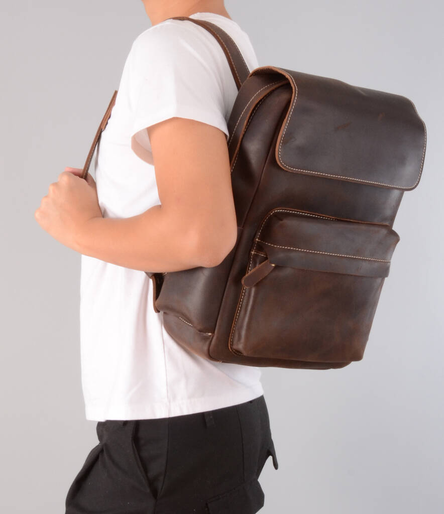 Military Style Genuine Leather Backpack By EAZO | notonthehighstreet.com