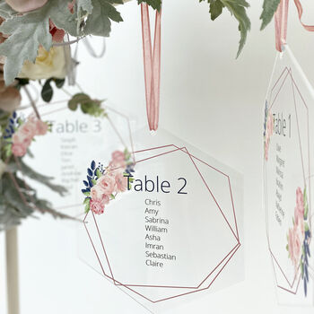 Hexagonal Acrylic Hanging Wedding Table Plan, 12 of 12