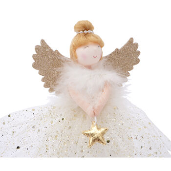 Gold Blonde Light Up Angel Christmas Tree Topper, 4 of 8