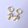 Rainbow Mushroom Huggie Hoop Earrings, thumbnail 1 of 6