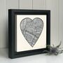 Silver / Gold Wedding Heart Shaped Map Print On Wood, thumbnail 1 of 10