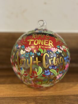 Hand Painted Wedding Venue Bauble – Custom Illustration With Couple’s Names And Date, 8 of 8