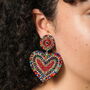 Rainbow Beaded Heart Drop Earrings, thumbnail 3 of 3