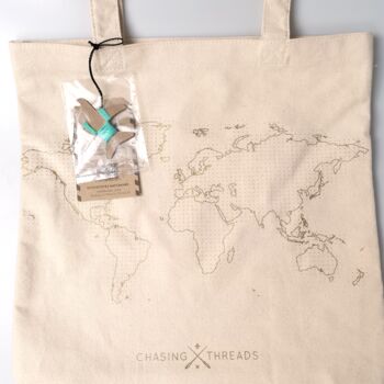 Stitch Your Travels Canvas Tote Bag Diy Kit, 11 of 12