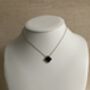 Black Double Sided Clover Silver Necklace, thumbnail 2 of 4