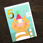 Gold Foiled Cat 5th Birthday Card, thumbnail 3 of 5