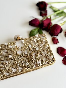 Melbourne Rectangle Brass And Mop Clutch, 3 of 10