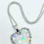 Sparkly Silver Disco Heart Drop Necklace Non Tarnish Handmade, thumbnail 2 of 8